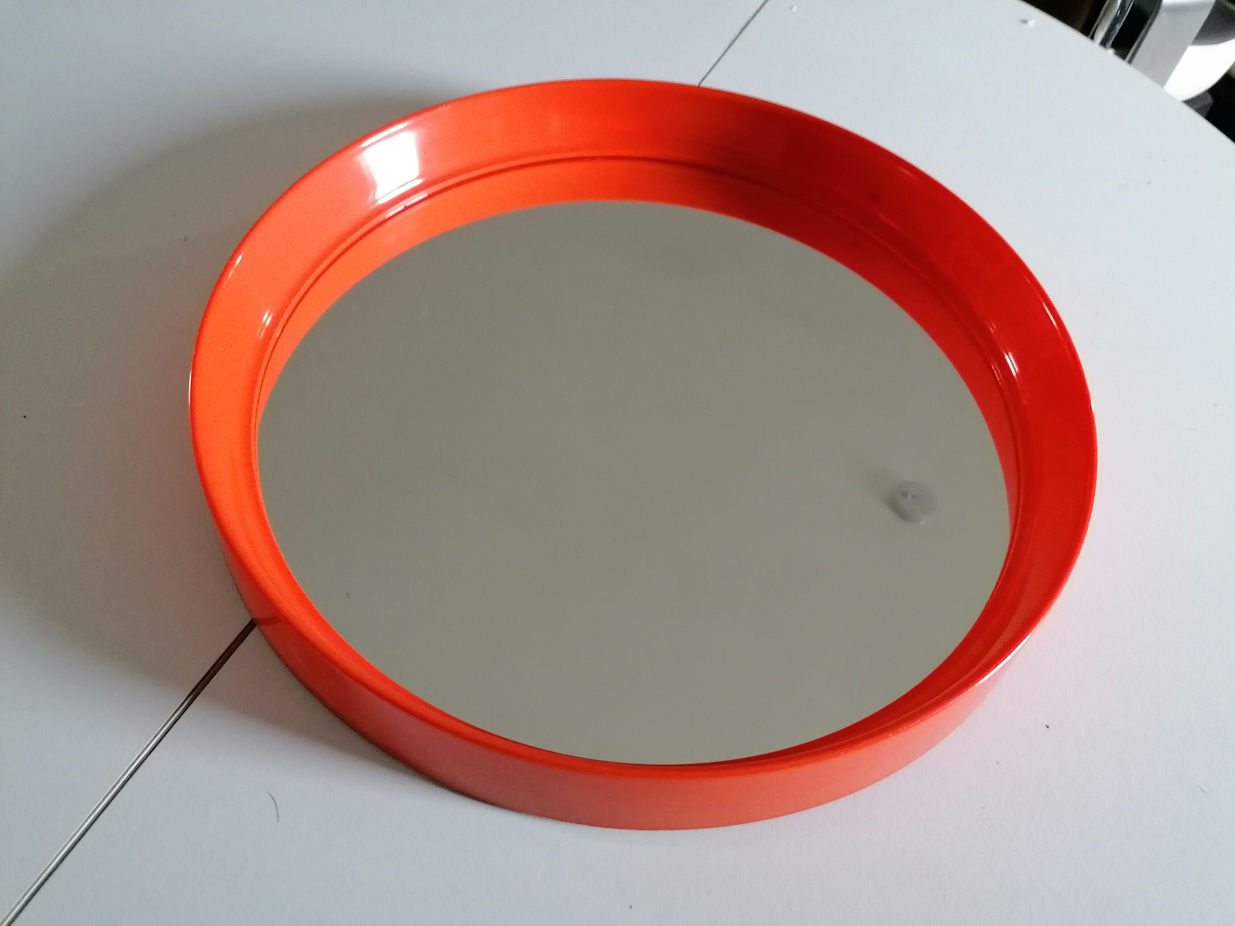 Vintage orange round wall mirror 60 70