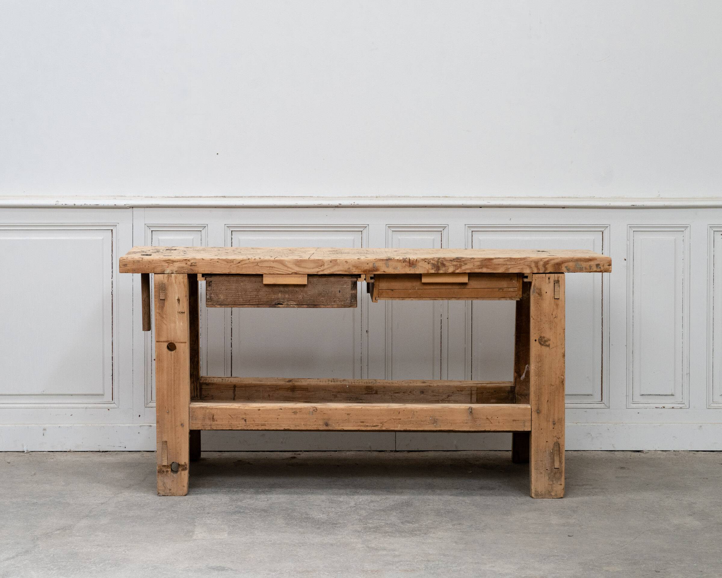 Old pine workbench completely stripped, 1940