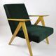 Fauteuil vintage velours verts Var B310 années 1970