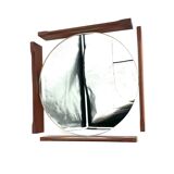 Mid-century teak table / wall mirror / vanity, Italy 1960s