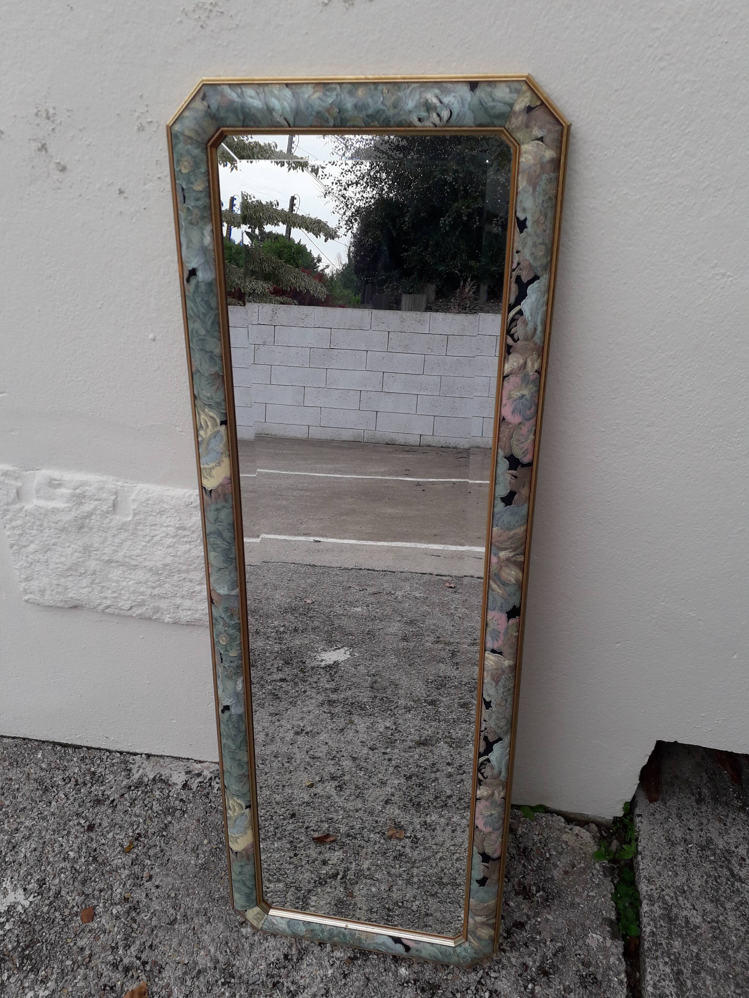 Large vintage beveled mirror (112x39cm)