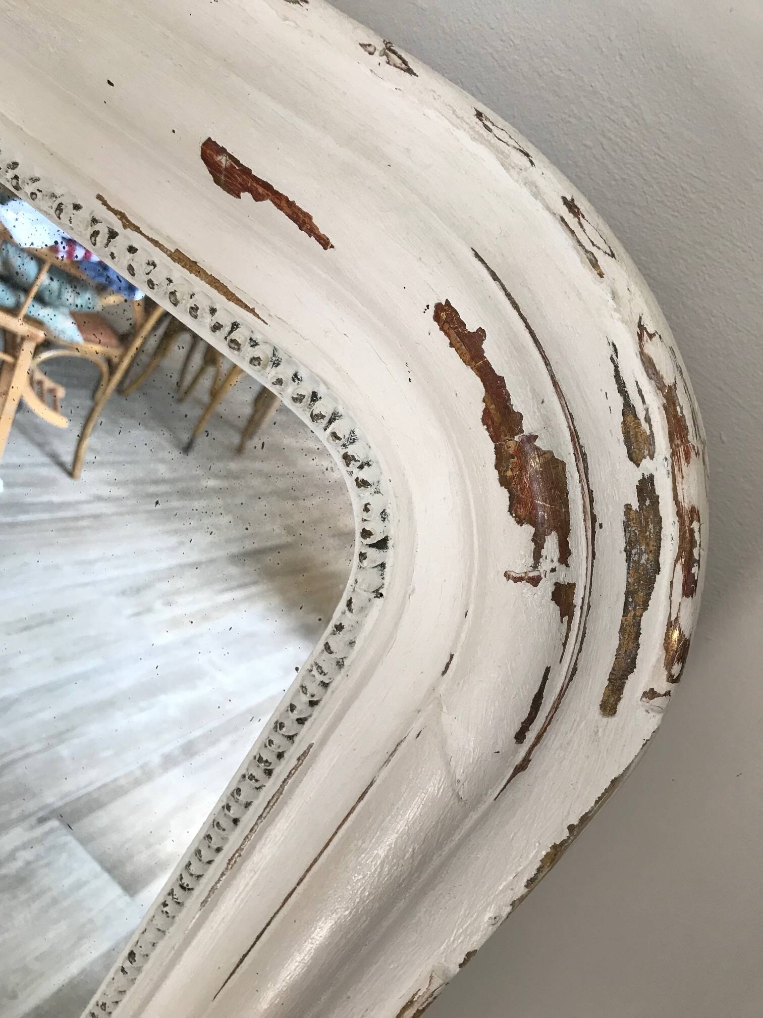 Large Louis Philippe mirror with white patina