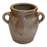 France 1930 - Antique glazed stoneware pot with handles - French countryside