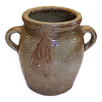 France 1930 - Ancien Pot en grès vernissé avec anses - Campagne française