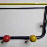 Vintage coat rack in metal and wood, 5 hooks, 74 cm
