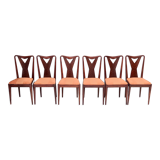 Set of Six Vintage Walnut Dining Chairs, Italy