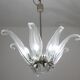 Extraordinary Large Transparent Murano Glass Leaves Chandelier by Franco Lu