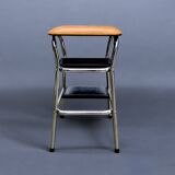 Vintage step stool in Skai and chrome metal - Hailo Klettermax