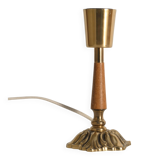 Brass Table Lamp with Teak, Asea, Sweden 1950s