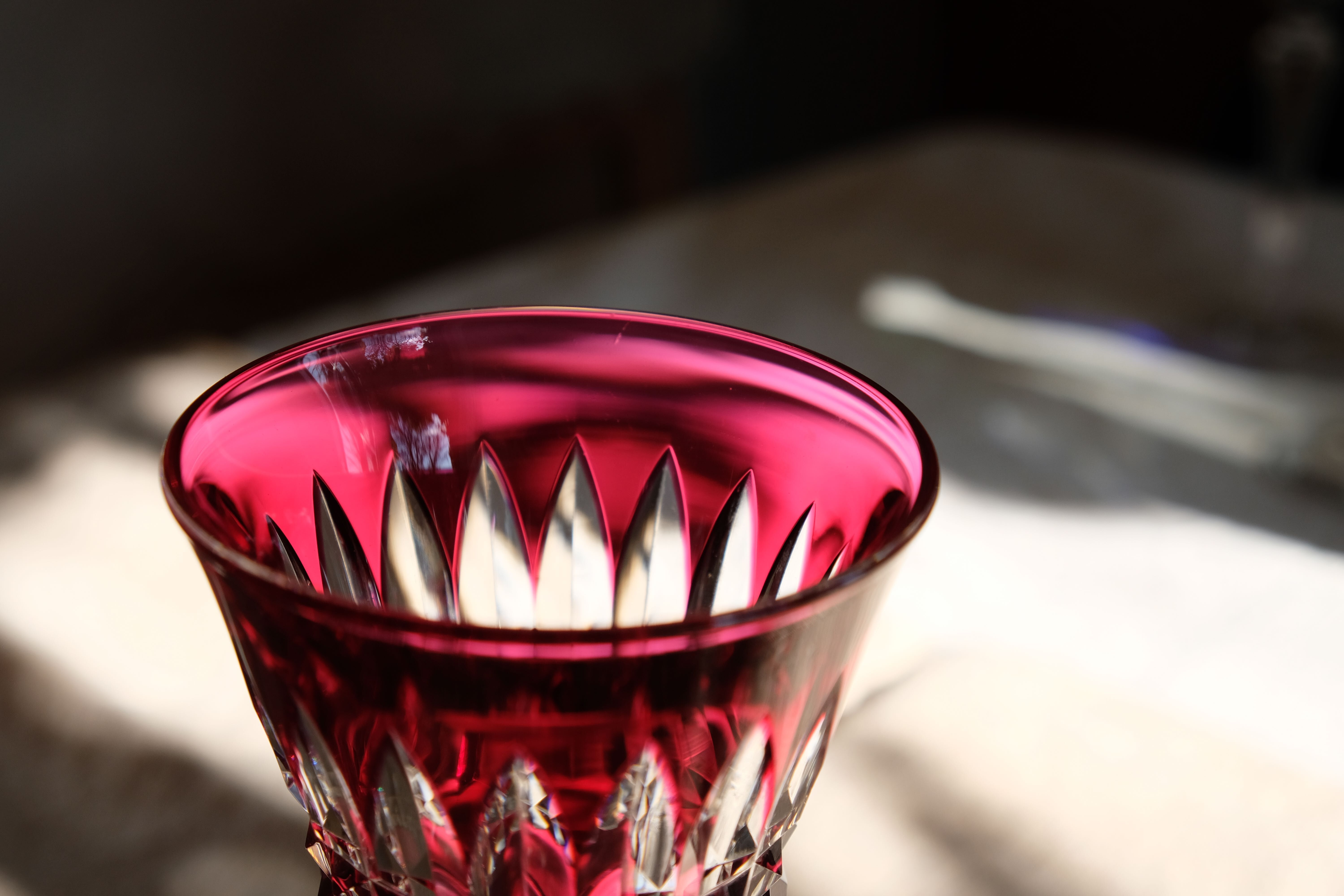 6 Baccarat glasses Piccadilly Model in colored crystal