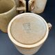 4 speckled beige graphic square-handle stoneware mugs