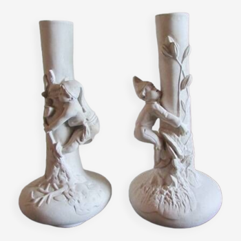 Pair of plaster vases, proof, raw state