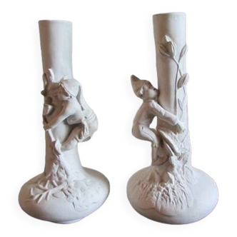 Pair of plaster vases, proof, raw state