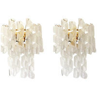 A pair of transparent “ricci” murano glass wall sconces