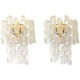 A pair of transparent “ricci” murano glass wall sconces