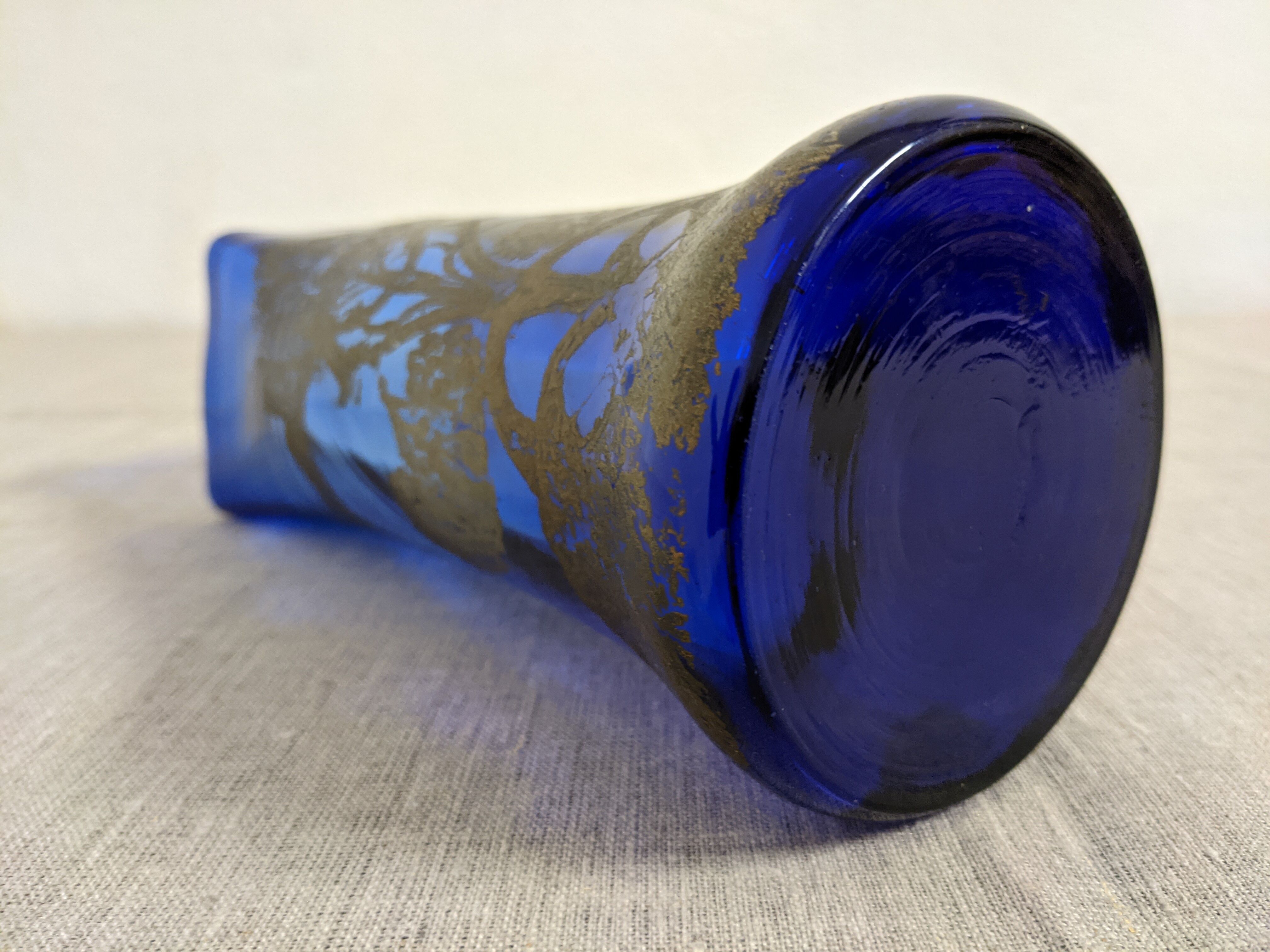 Art nouveau vase in blue blown glass from Sèvres