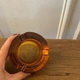 Amber glass ashtray