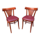 Paire de chaises bistrot alsaciennes en bois et cuir, 1960