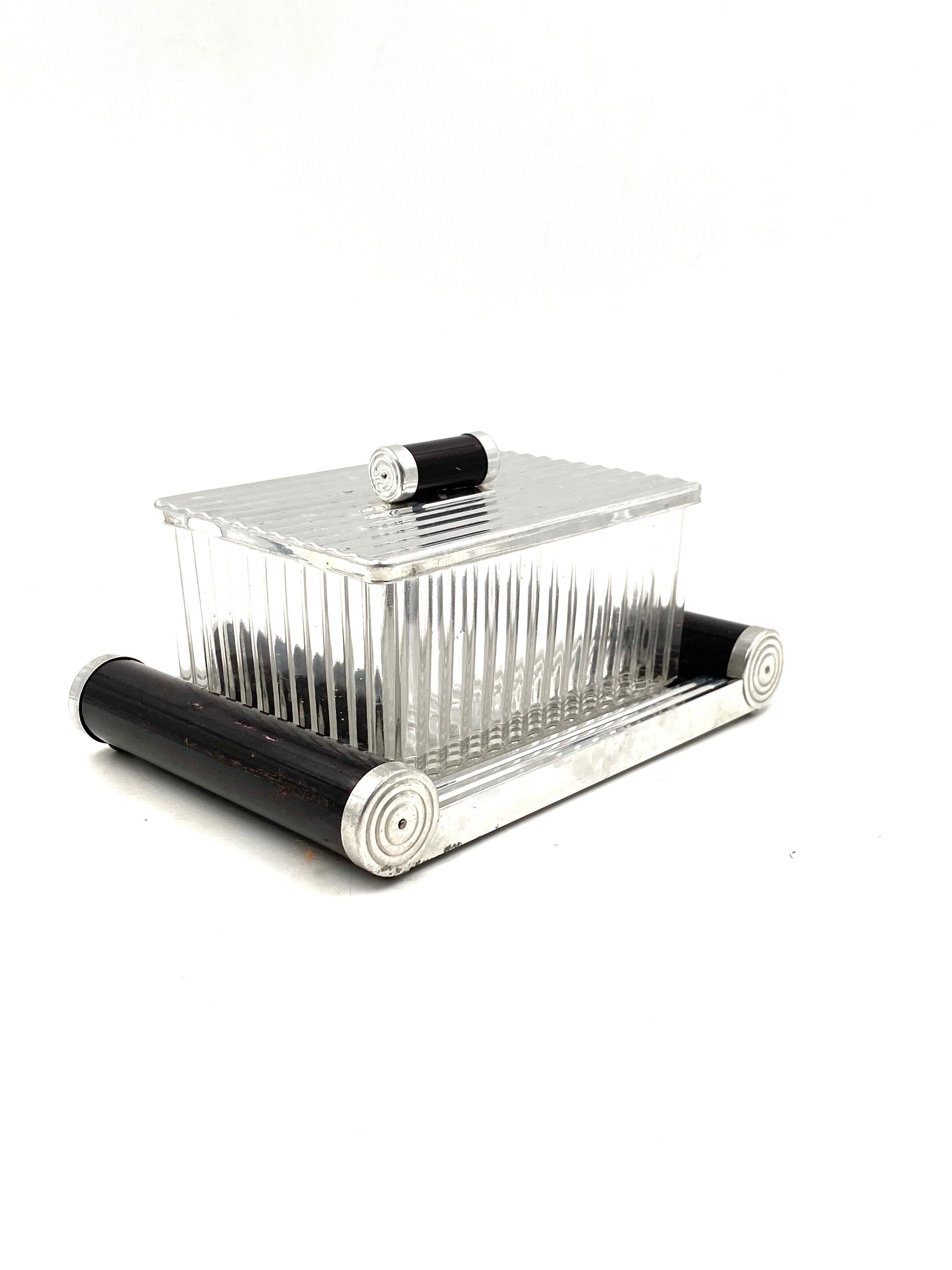 Art deco box and mirrored tray France 1920s