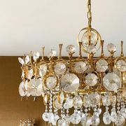 Large chandelier in gilded brass and crystal glass, attributed to Palwa, Germany