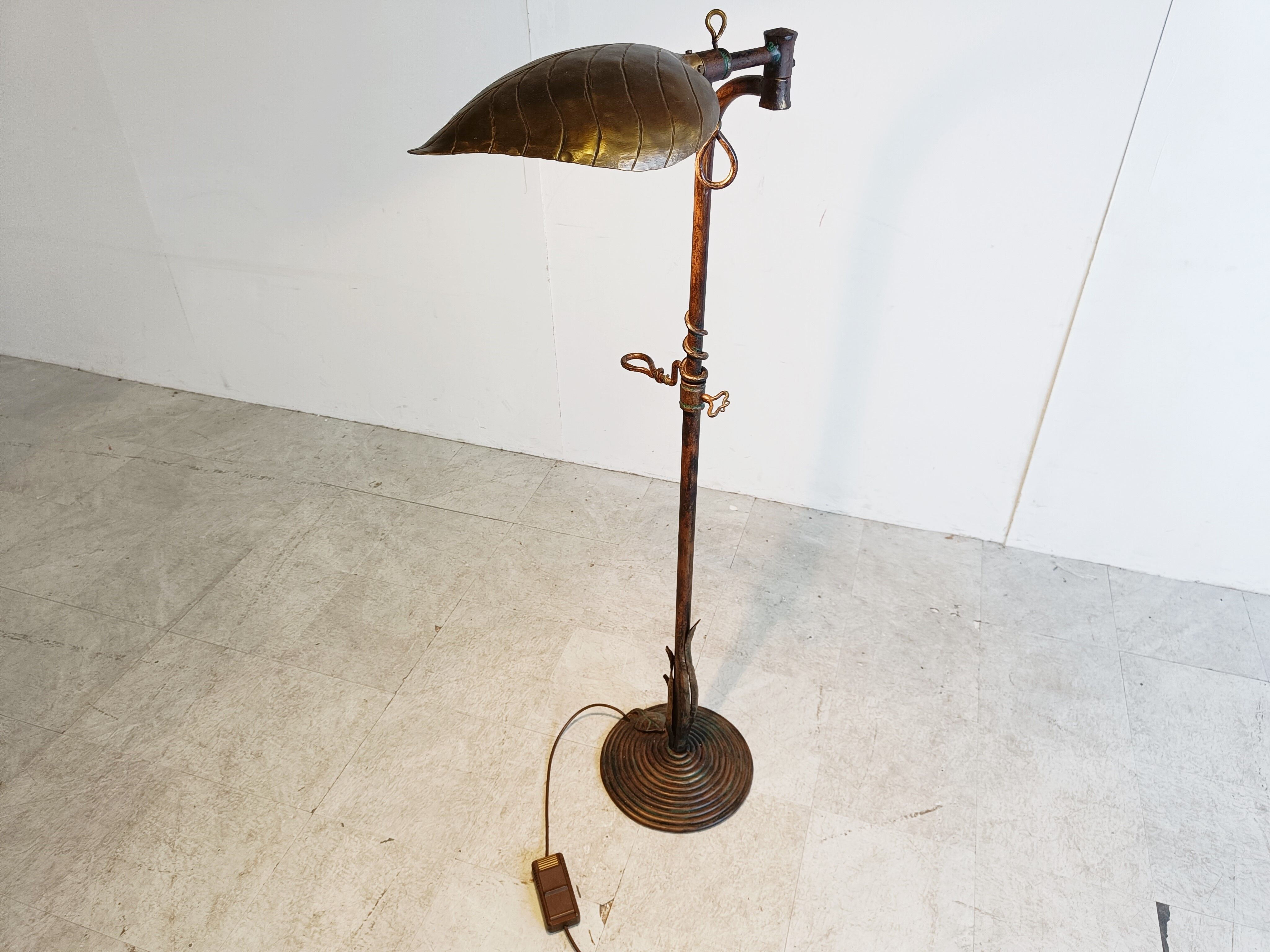 Vintage brass leaf floor lamp 1970s