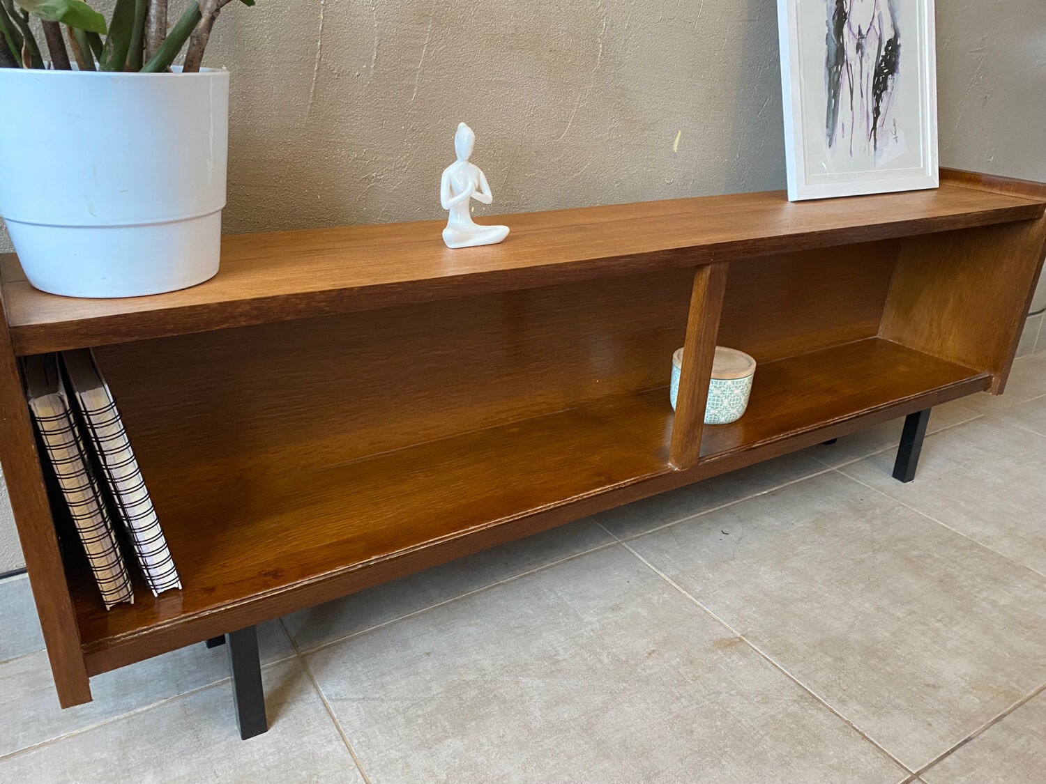 Mini vintage sideboard in vintage wood (removable windows)