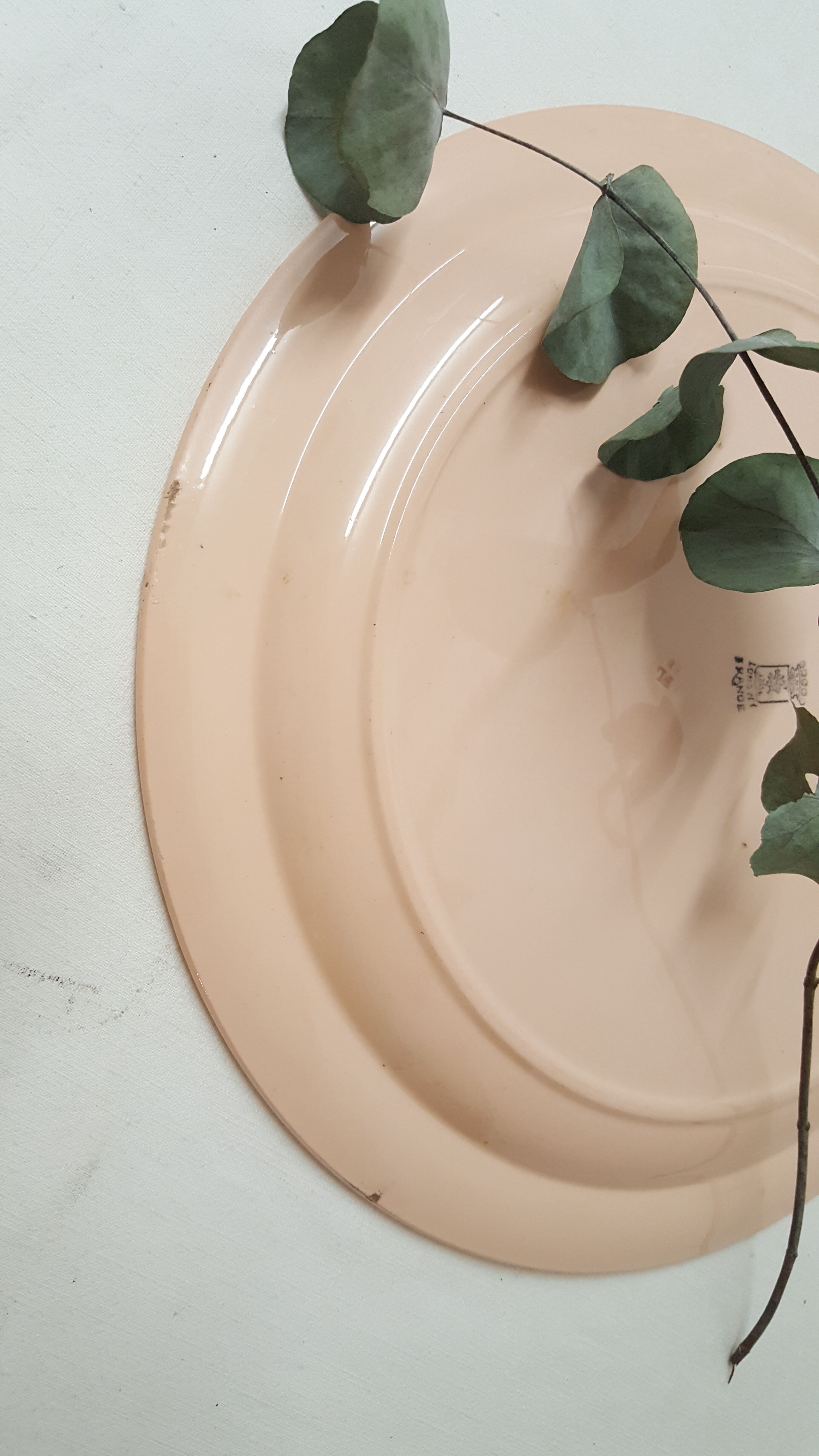 Longwy France ceramic powder pink dish