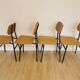 Set of 4 vintage school chairs / retro wooden dining chair with metal base / stol kamnik yugoslavia
