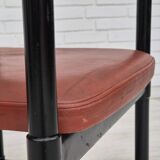 1970s, set of 4 Finnish armchairs by Lepokalusto, original condition, birch wood, leather.