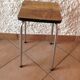 Leather in formica imitation wood and chrome feet / vintage 60s-70s