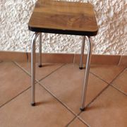 Leather in formica imitation wood and chrome feet / vintage 60s-70s