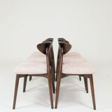 Pink Set of 6 dining chairs Scandinavian design, dark color wood 