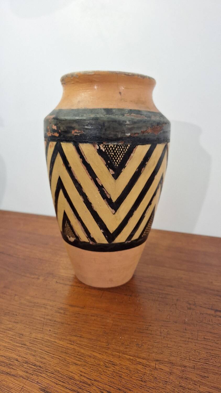 Signed Breton terracotta vase