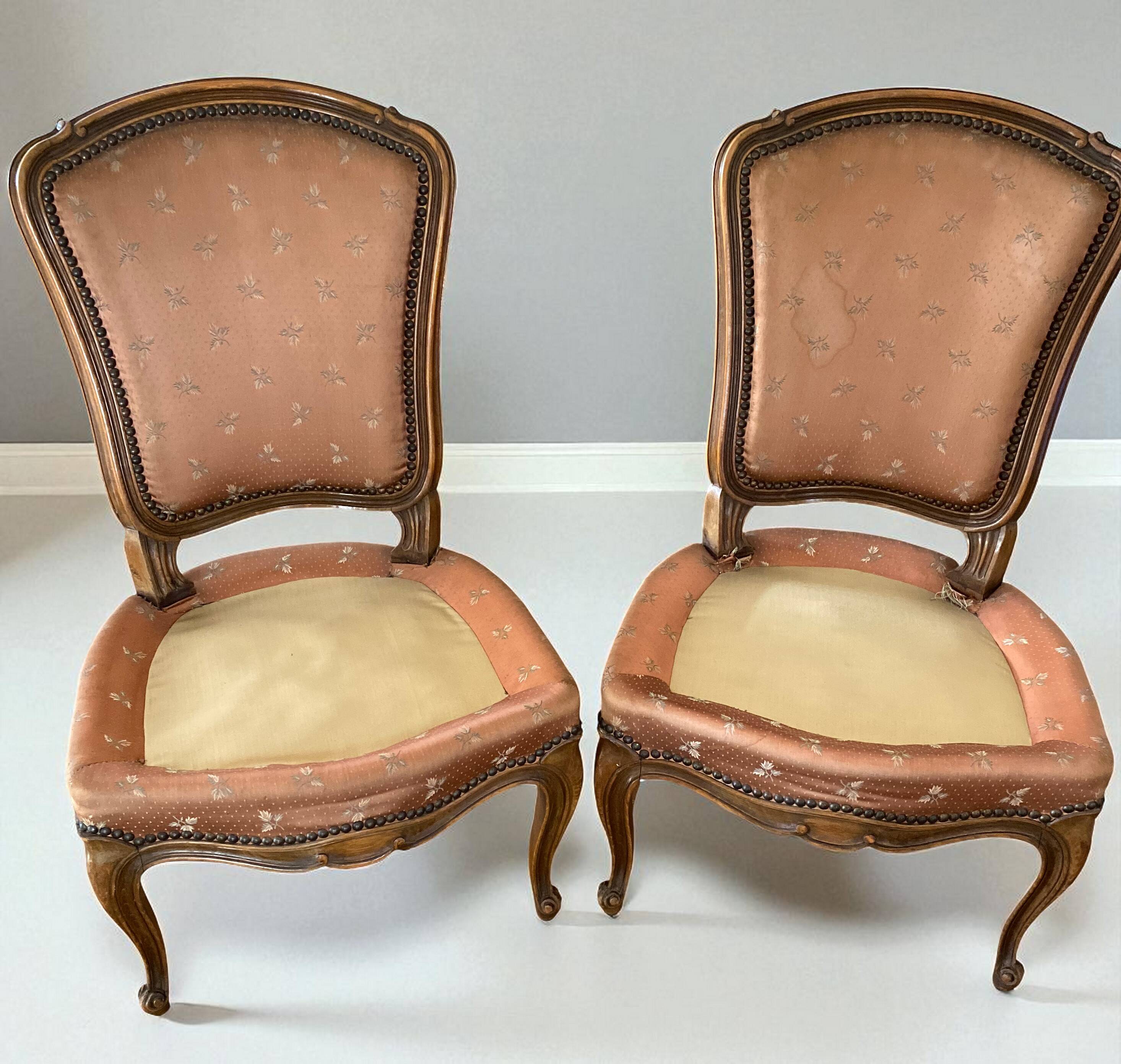 A pair of children's chairs in Louis XV style.