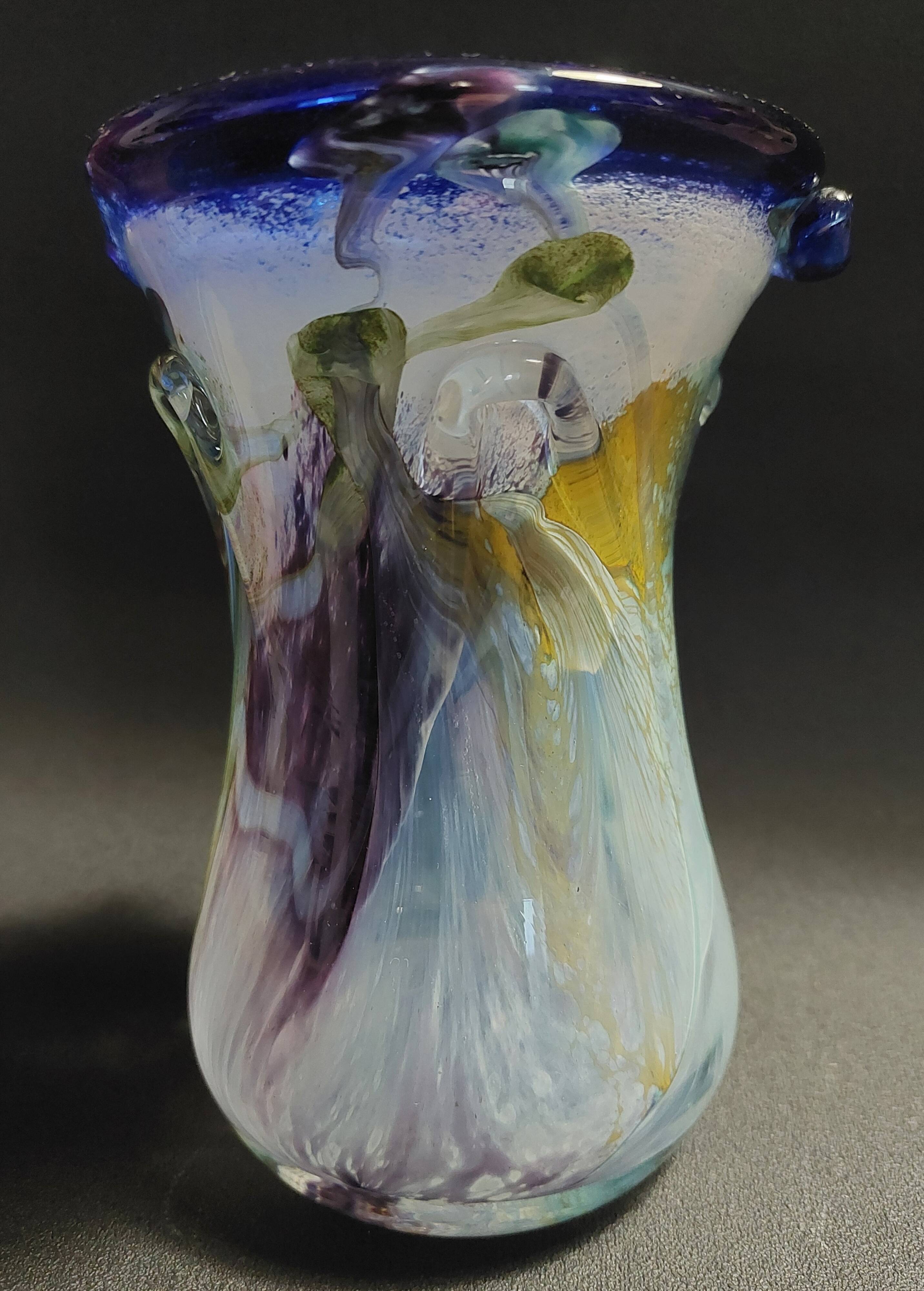 Vintage blown glass vase, Moorish art glassware, 20th century