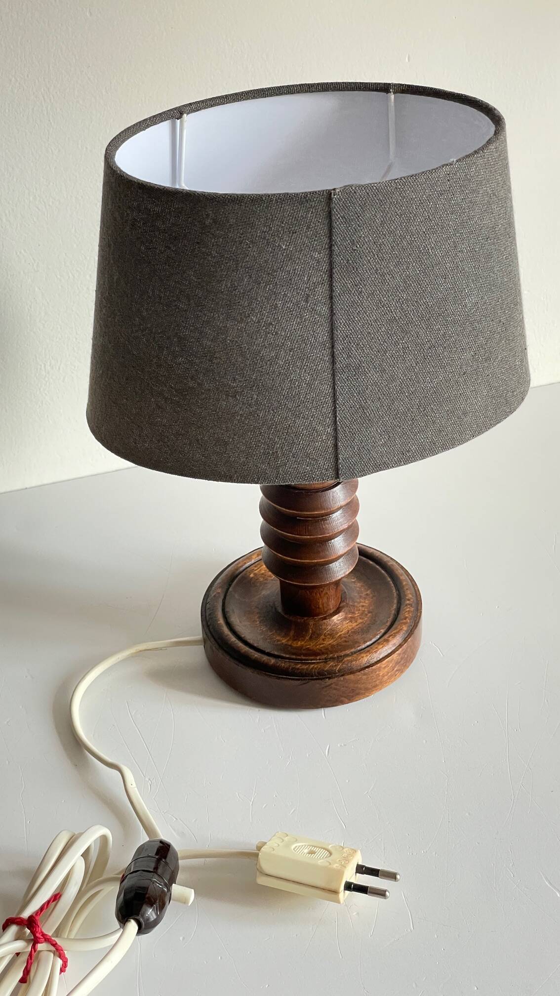 Vintage Charles Dudouyt Style Wooden Lamp