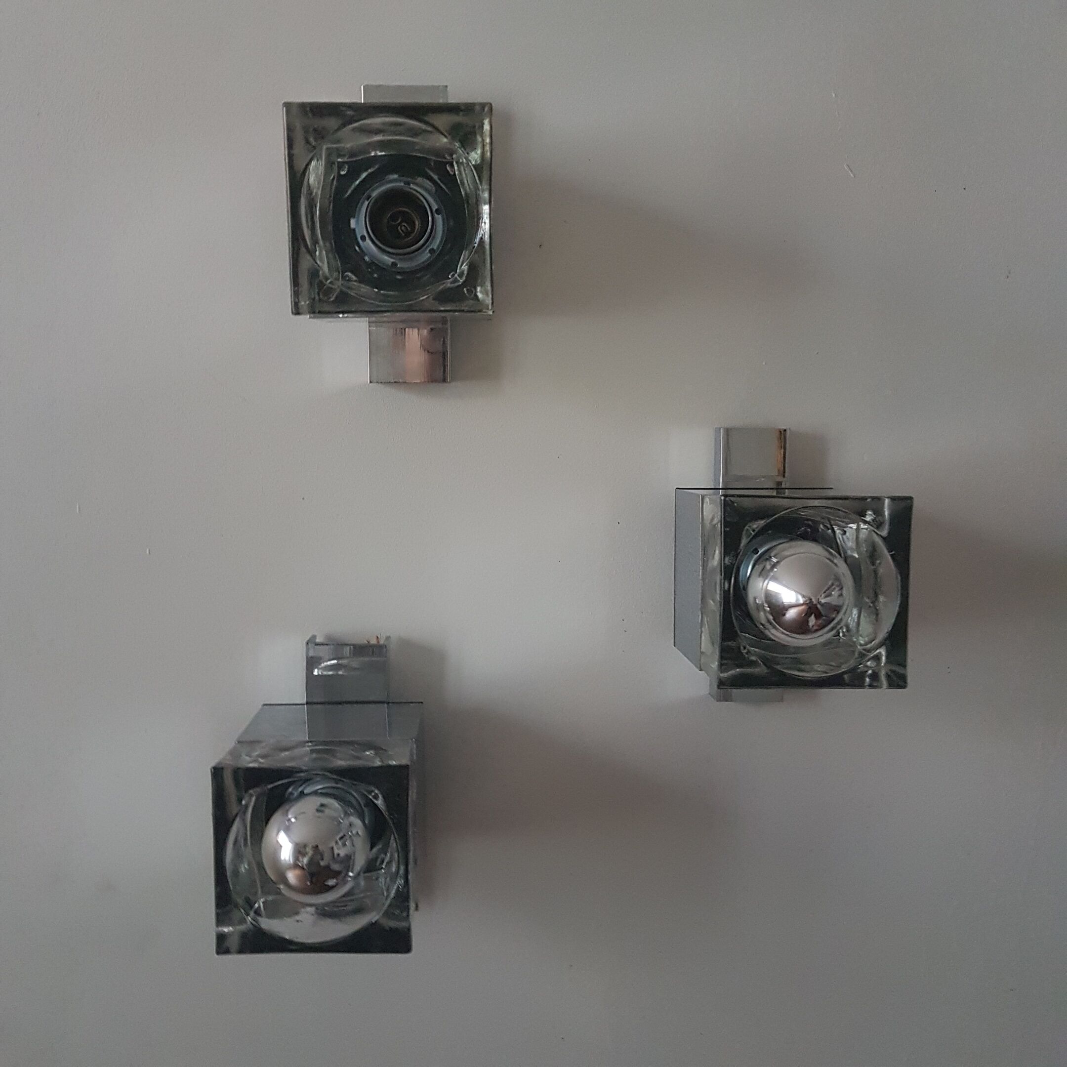 Set of 3 sconces 1970 Sciolari