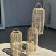 Large lantern-shaped rattan pendant lamp H50 D24