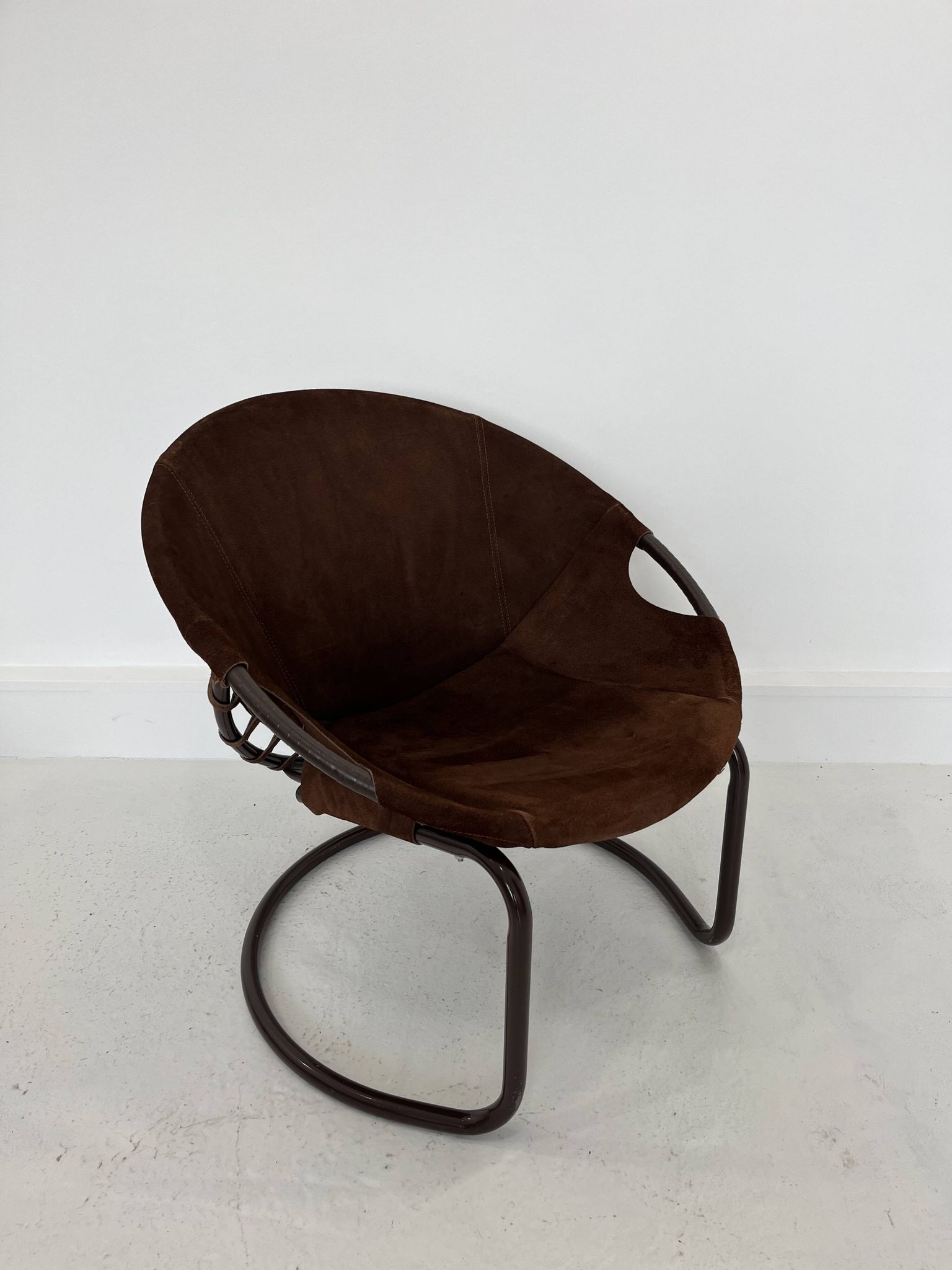 Fauteuil boule vintage en daim par Lusch & Co., 1970s