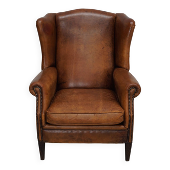 Fauteuil club vintage en cuir couleur cognac, pays-bas fauteuil club vintage en cuir couleur cognac, pays-bas