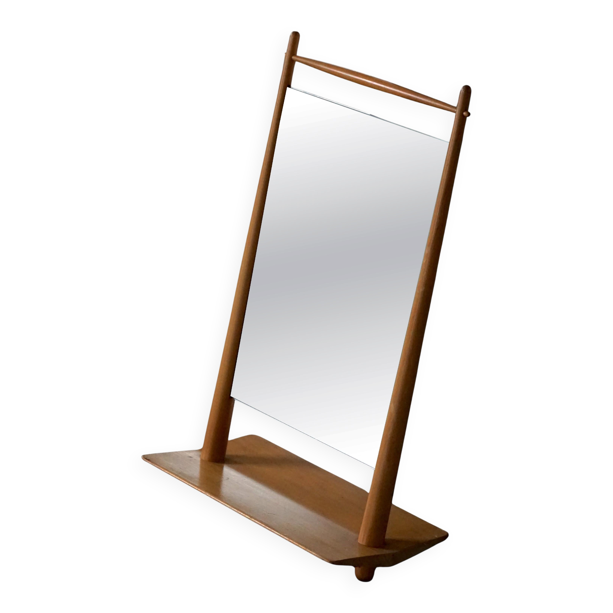 Scandinavian wooden table mirror, mid-20th century, 1950s-1960s.