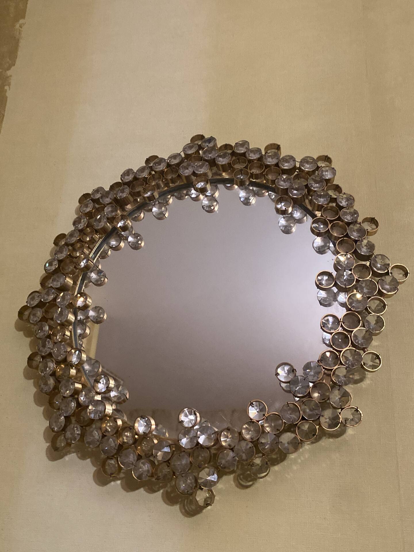 Hollywood Regency Crystal Mirror by Pawla
