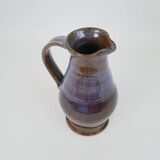 Beautiful blue-brown ceramic pitcher signed under the base