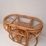 Ensemble table et chaises rotin vintage