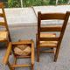 Set of 6 rustic solid oak chairs with straw seats — Very good condition