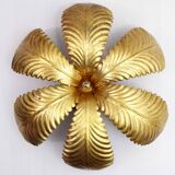 Wall light, ceiling light in gilded metal with gold leaf, 1970-1980
