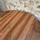 Antique walnut drop-leaf dining table – French round table 110 cm