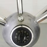 Chrome mid century modern adjustable five-arm lamp on wheel base