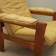 Yellow leather armchair, Danish design, 1960s, production: Denmark