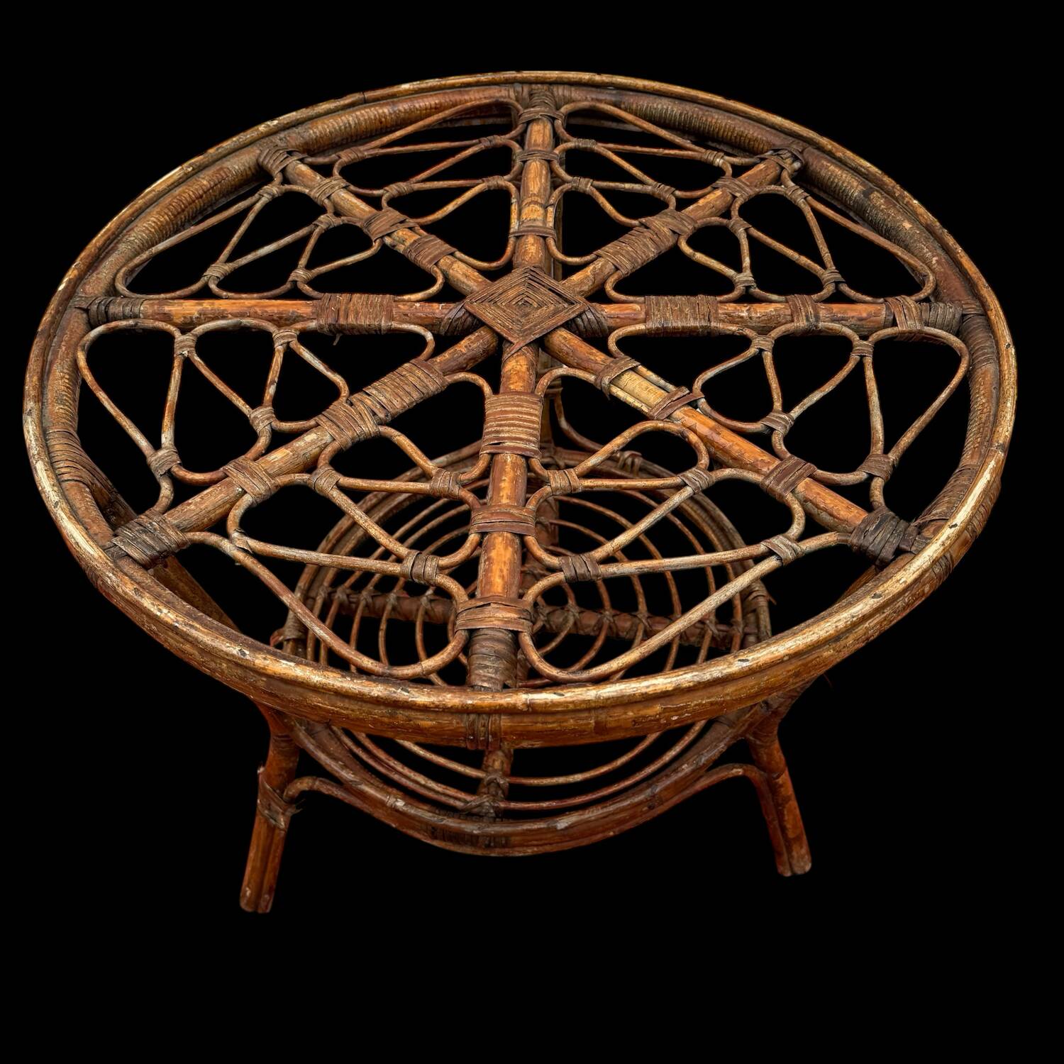 Rattan coffee table from the 50's Italy